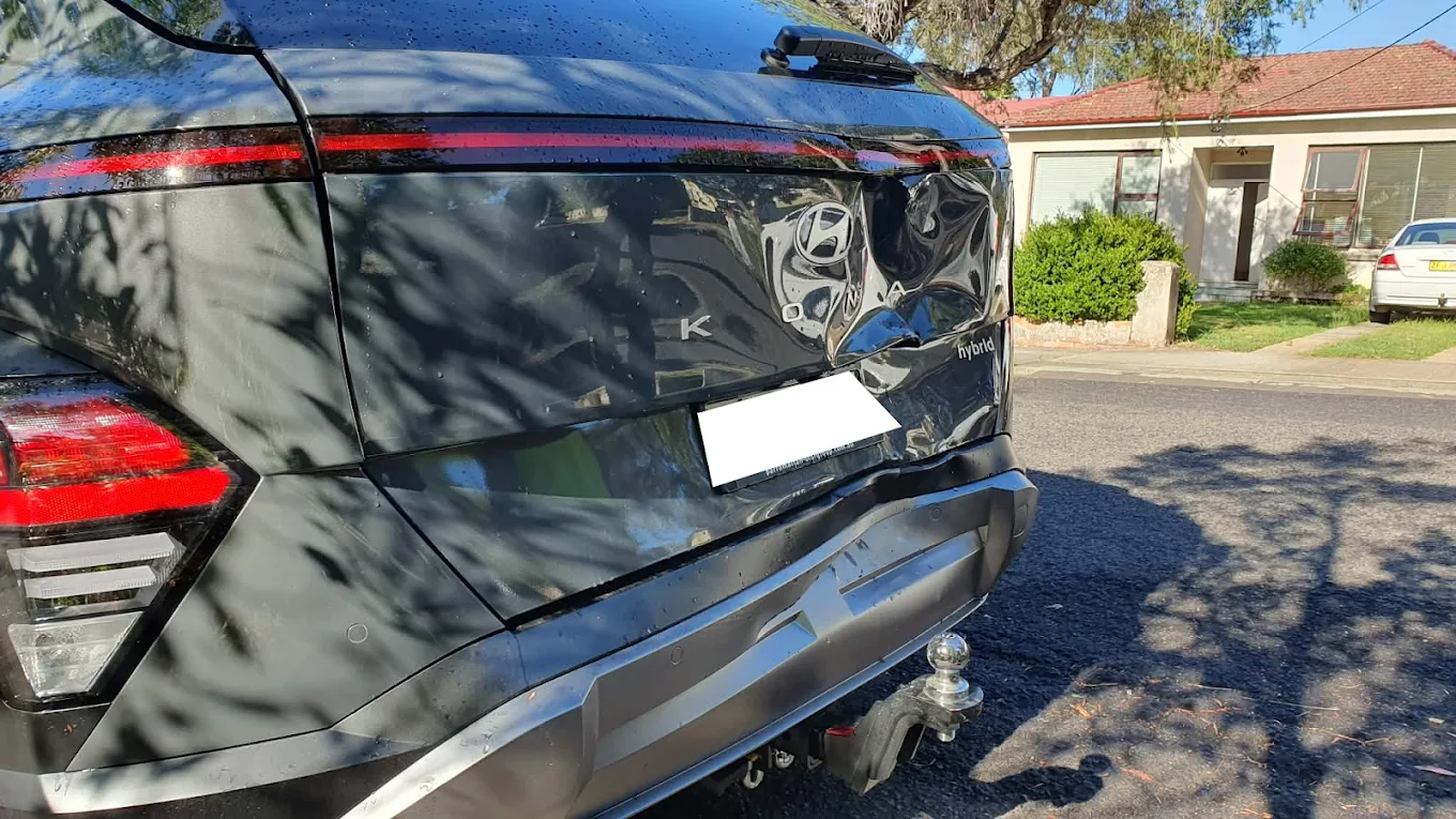 Hyundai Kona rear collision damage
